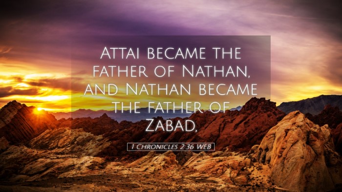 Picture 05 - 1 Chronicles 2:36 WEB Desktop Wallpaper - Attai became the father of Nathan, and Nathan - Desktop Bible Verse Wallpaper