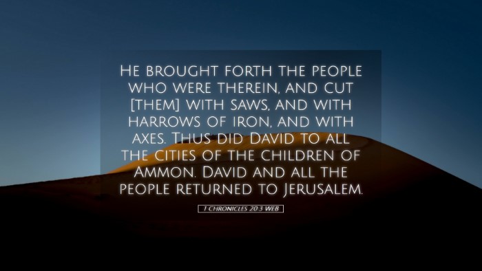 Picture 05 - 1 Chronicles 20:3 WEB Desktop Wallpaper - He brought forth the people who were therein, and - Desktop Bible Verse Wallpaper