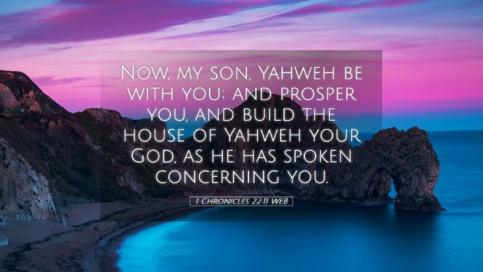 Picture 05 - 1 Chronicles 22:11 WEB Desktop Wallpaper - Now, my son, Yahweh be with you; and prosper you, - Desktop Bible Verse Wallpaper