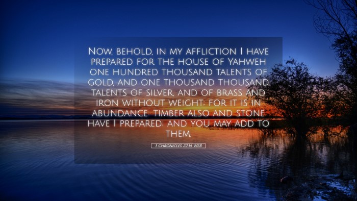 Picture 05 - 1 Chronicles 22:14 WEB Desktop Wallpaper - Now, behold, in my affliction I have prepared for - Desktop Bible Verse Wallpaper
