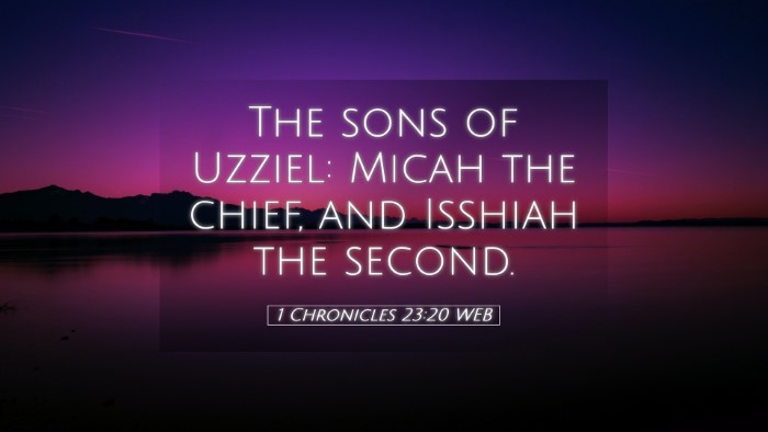 Picture 05 - 1 Chronicles 23:20 WEB Desktop Wallpaper - The sons of Uzziel: Micah the chief, and Isshiah - Desktop Bible Verse Wallpaper