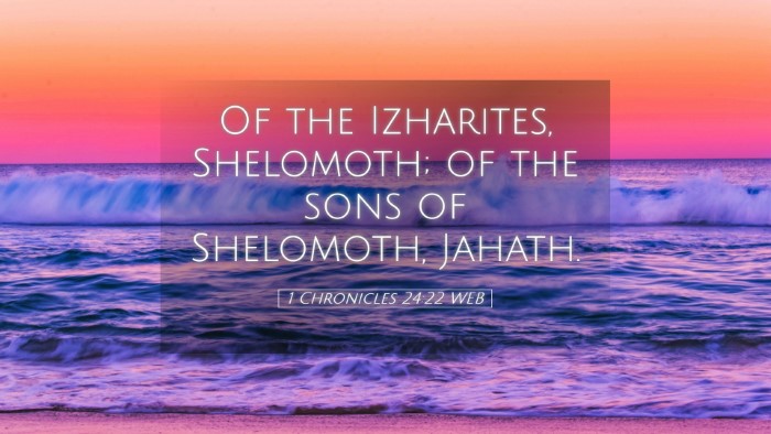 Picture 05 - 1 Chronicles 24:22 WEB Desktop Wallpaper - Of the Izharites, Shelomoth; of the sons of - Desktop Bible Verse Wallpaper