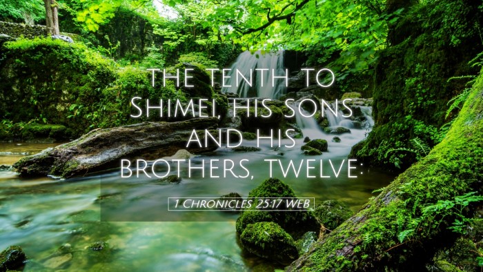 Picture 05 - 1 Chronicles 25:17 WEB Desktop Wallpaper - the tenth to Shimei, his sons and his brothers, - Desktop Bible Verse Wallpaper