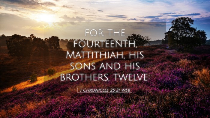 Picture 05 - 1 Chronicles 25:21 WEB Desktop Wallpaper - for the fourteenth, Mattithiah, his sons and his - Desktop Bible Verse Wallpaper