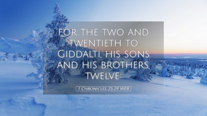 Picture 05 - 1 Chronicles 25:29 WEB Desktop Wallpaper - for the two and twentieth to Giddalti, his sons - Desktop Bible Verse Wallpaper