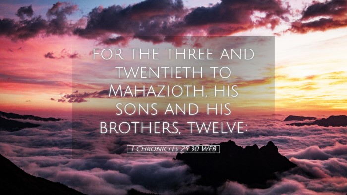 Picture 05 - 1 Chronicles 25:30 WEB Desktop Wallpaper - for the three and twentieth to Mahazioth, his - Desktop Bible Verse Wallpaper