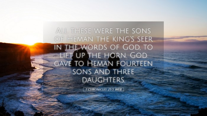 Picture 05 - 1 Chronicles 25:5 WEB Desktop Wallpaper - All these were the sons of Heman the king's seer - Desktop Bible Verse Wallpaper