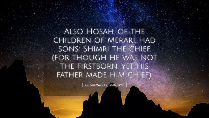 Picture 05 - 1 Chronicles 26:10 WEB Desktop Wallpaper - Also Hosah, of the children of Merari, had sons: - Desktop Bible Verse Wallpaper