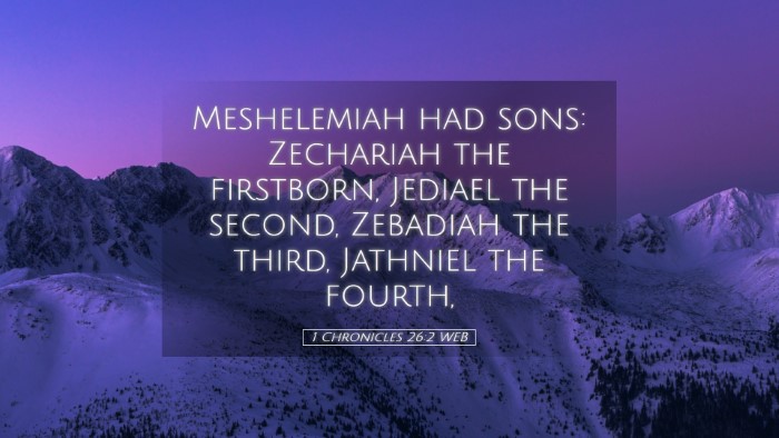 Picture 05 - 1 Chronicles 26:2 WEB Desktop Wallpaper - Meshelemiah had sons: Zechariah the firstborn, - Desktop Bible Verse Wallpaper