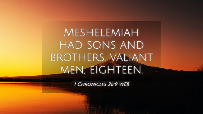 Picture 05 - 1 Chronicles 26:9 WEB Desktop Wallpaper - Meshelemiah had sons and brothers, valiant men, - Desktop Bible Verse Wallpaper
