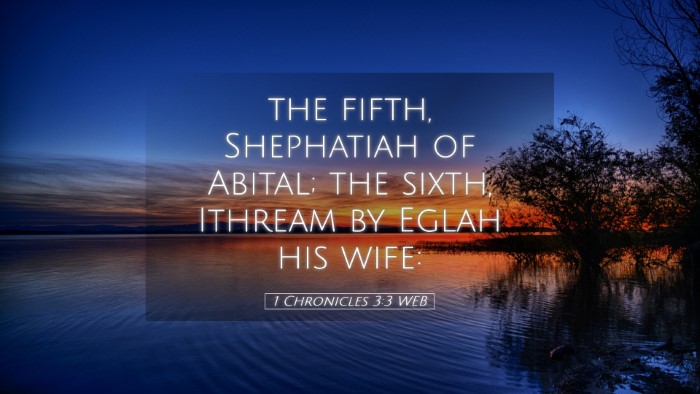 Picture 05 - 1 Chronicles 3:3 WEB Desktop Wallpaper - the fifth, Shephatiah of Abital; the sixth, - Desktop Bible Verse Wallpaper