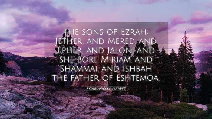 Picture 05 - 1 Chronicles 4:17 WEB Desktop Wallpaper - The sons of Ezrah: Jether, and Mered, and Epher, - Desktop Bible Verse Wallpaper