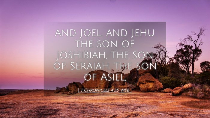 Picture 05 - 1 Chronicles 4:35 WEB Desktop Wallpaper - and Joel, and Jehu the son of Joshibiah, the son - Desktop Bible Verse Wallpaper
