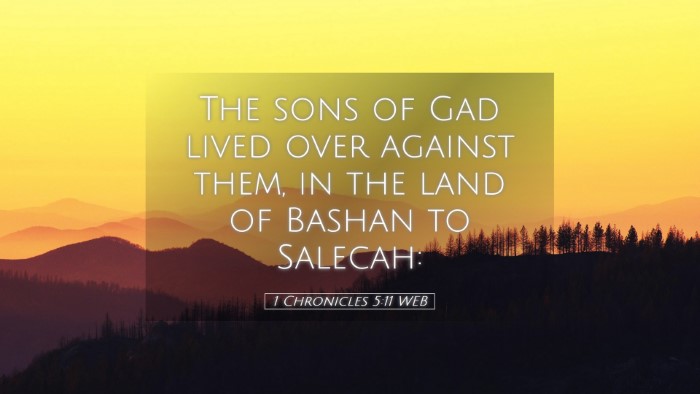 Picture 05 - 1 Chronicles 5:11 WEB Desktop Wallpaper - The sons of Gad lived over against them, in the - Desktop Bible Verse Wallpaper