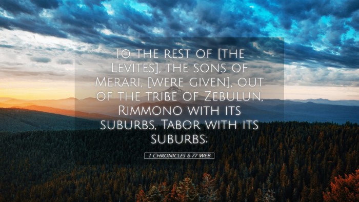 Picture 05 - 1 Chronicles 6:77 WEB Desktop Wallpaper - To the rest of [the Levites], the sons of Merari, - Desktop Bible Verse Wallpaper