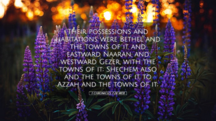 Picture 05 - 1 Chronicles 7:28 WEB Desktop Wallpaper - Their possessions and habitations were Bethel and - Desktop Bible Verse Wallpaper