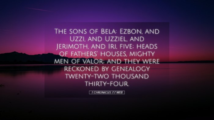 Picture 05 - 1 Chronicles 7:7 WEB Desktop Wallpaper - The sons of Bela: Ezbon, and Uzzi, and Uzziel, - Desktop Bible Verse Wallpaper