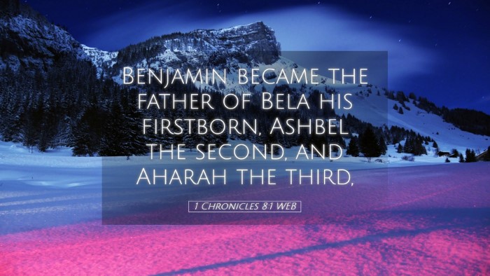 Picture 05 - 1 Chronicles 8:1 WEB Desktop Wallpaper - Benjamin became the father of Bela his firstborn, - Desktop Bible Verse Wallpaper