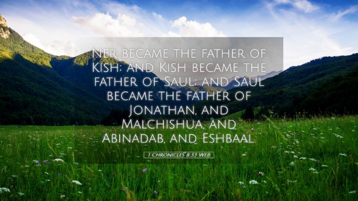 Picture 05 - 1 Chronicles 8:33 WEB Desktop Wallpaper - Ner became the father of Kish; and Kish became - Desktop Bible Verse Wallpaper