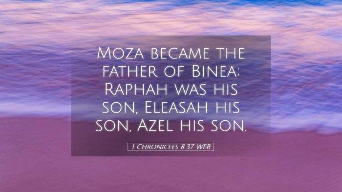 Picture 05 - 1 Chronicles 8:37 WEB Desktop Wallpaper - Moza became the father of Binea; Raphah was his - Desktop Bible Verse Wallpaper