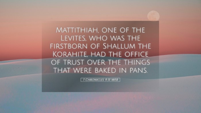 Picture 05 - 1 Chronicles 9:31 WEB Desktop Wallpaper - Mattithiah, one of the Levites, who was the - Desktop Bible Verse Wallpaper