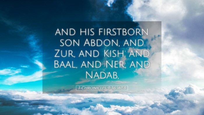 Picture 05 - 1 Chronicles 9:36 WEB Desktop Wallpaper - and his firstborn son Abdon, and Zur, and Kish, - Desktop Bible Verse Wallpaper