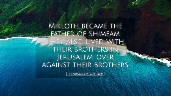 Picture 05 - 1 Chronicles 9:38 WEB Desktop Wallpaper - Mikloth became the father of Shimeam. They also - Desktop Bible Verse Wallpaper