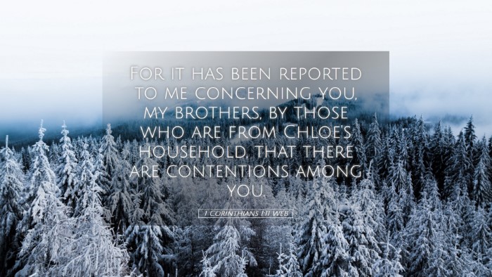 Picture 05 - 1 Corinthians 1:11 WEB Desktop Wallpaper - For it has been reported to me concerning you, my - Desktop Bible Verse Wallpaper