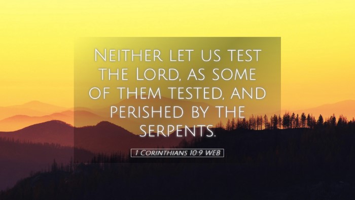 Picture 05 - 1 Corinthians 10:9 WEB Desktop Wallpaper - Neither let us test the Lord, as some of them - Desktop Bible Verse Wallpaper