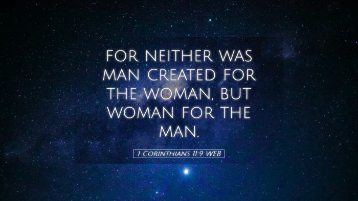 Picture 05 - 1 Corinthians 11:9 WEB Desktop Wallpaper - for neither was man created for the woman, but - Desktop Bible Verse Wallpaper