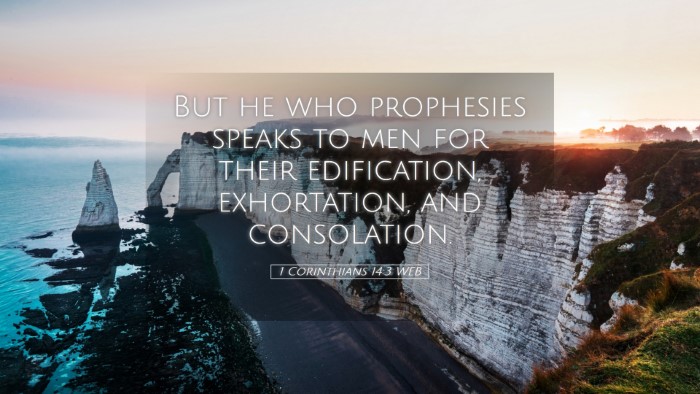 Picture 05 - 1 Corinthians 14:3 WEB Desktop Wallpaper - But he who prophesies speaks to men for their - Desktop Bible Verse Wallpaper