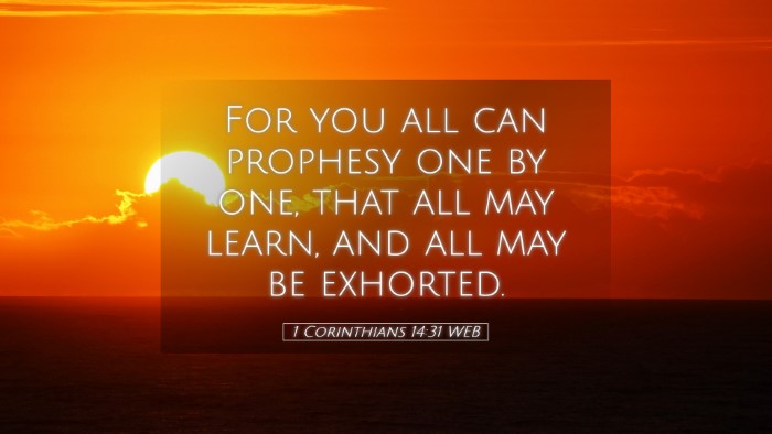 Picture 05 - 1 Corinthians 14:31 WEB Desktop Wallpaper - For you all can prophesy one by one, that all may - Desktop Bible Verse Wallpaper
