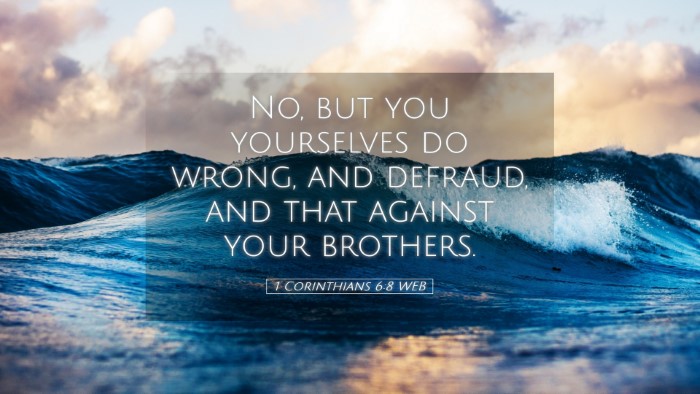 Picture 05 - 1 Corinthians 6:8 WEB Desktop Wallpaper - No, but you yourselves do wrong, and defraud, and - Desktop Bible Verse Wallpaper