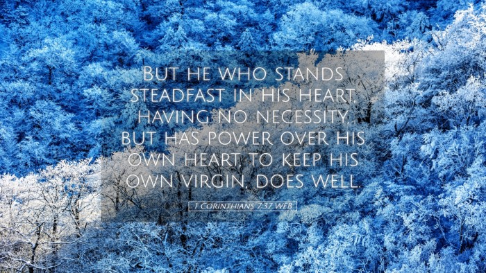 Picture 05 - 1 Corinthians 7:37 WEB Desktop Wallpaper - But he who stands steadfast in his heart, having - Desktop Bible Verse Wallpaper