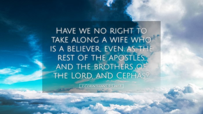 Picture 05 - 1 Corinthians 9:5 WEB Desktop Wallpaper - Have we no right to take along a wife who is a - Desktop Bible Verse Wallpaper