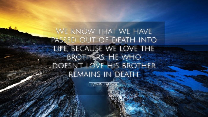 Picture 05 - 1 John 3:14 WEB Desktop Wallpaper - We know that we have passed out of death into - Desktop Bible Verse Wallpaper