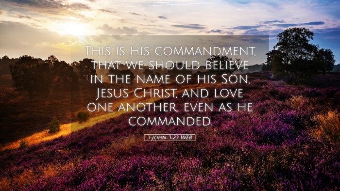 Picture 05 - 1 John 3:23 WEB Desktop Wallpaper - This is his commandment, that we should believe - Desktop Bible Verse Wallpaper
