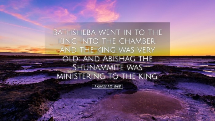 Picture 05 - 1 Kings 1:15 WEB Desktop Wallpaper - Bathsheba went in to the king into the chamber: - Desktop Bible Verse Wallpaper