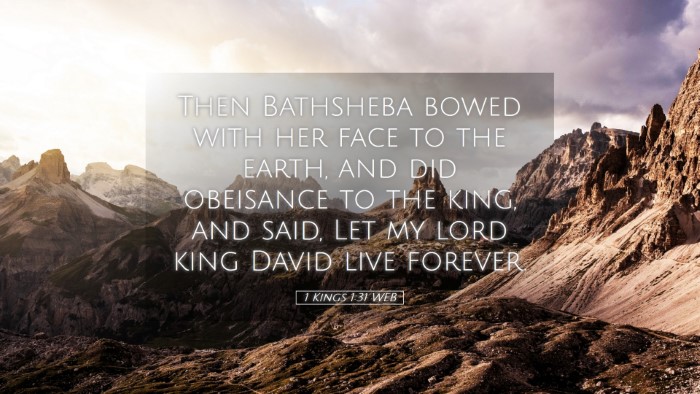 Picture 05 - 1 Kings 1:31 WEB Desktop Wallpaper - Then Bathsheba bowed with her face to the earth, - Desktop Bible Verse Wallpaper