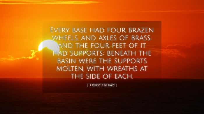 Picture 05 - 1 Kings 7:30 WEB Desktop Wallpaper - Every base had four brazen wheels, and axles of - Desktop Bible Verse Wallpaper