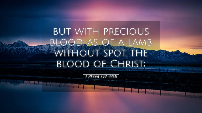Picture 05 - 1 Peter 1:19 WEB Desktop Wallpaper - but with precious blood, as of a lamb without - Desktop Bible Verse Wallpaper