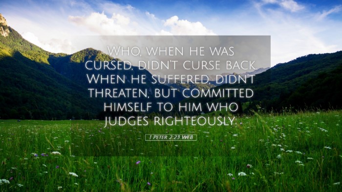 Picture 05 - 1 Peter 2:23 WEB Desktop Wallpaper - Who, when he was cursed, didn't curse back. When - Desktop Bible Verse Wallpaper