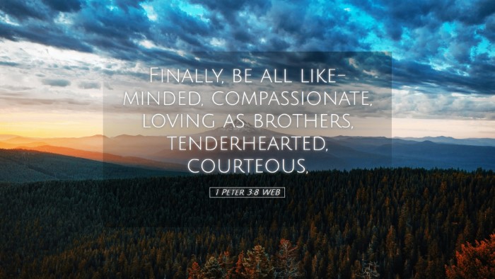 Picture 05 - 1 Peter 3:8 WEB Desktop Wallpaper - Finally, be all like-minded, compassionate, - Desktop Bible Verse Wallpaper