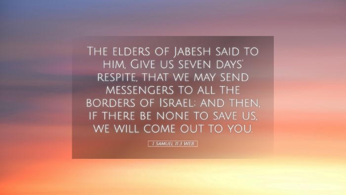Picture 05 - 1 Samuel 11:3 WEB Desktop Wallpaper - The elders of Jabesh said to him, Give us seven - Desktop Bible Verse Wallpaper