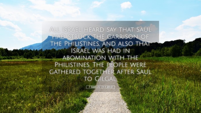 Picture 05 - 1 Samuel 13:4 WEB Desktop Wallpaper - All Israel heard say that Saul had struck the - Desktop Bible Verse Wallpaper