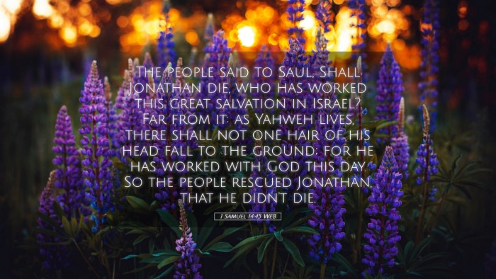 Picture 05 - 1 Samuel 14:45 WEB Desktop Wallpaper - The people said to Saul, Shall Jonathan die, who - Desktop Bible Verse Wallpaper