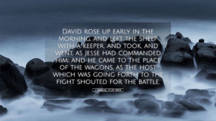 Picture 05 - 1 Samuel 17:20 WEB Desktop Wallpaper - David rose up early in the morning, and left the - Desktop Bible Verse Wallpaper