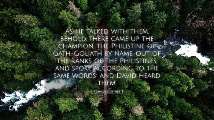 Picture 05 - 1 Samuel 17:23 WEB Desktop Wallpaper - As he talked with them, behold, there came up the - Desktop Bible Verse Wallpaper