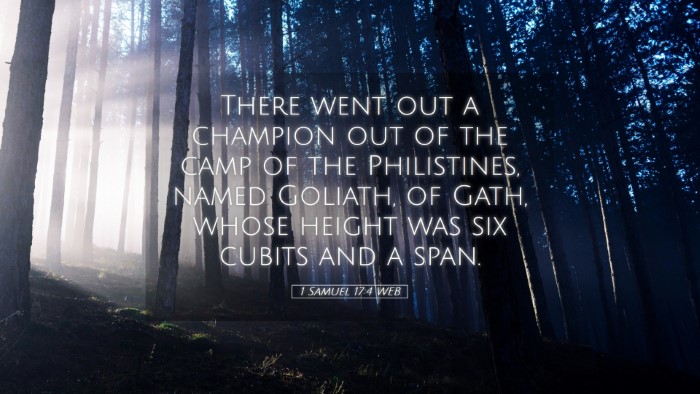 Picture 05 - 1 Samuel 17:4 WEB Desktop Wallpaper - There went out a champion out of the camp of the - Desktop Bible Verse Wallpaper