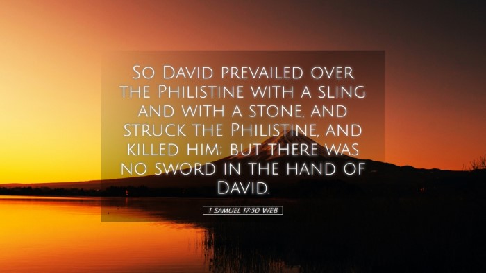 Picture 05 - 1 Samuel 17:50 WEB Desktop Wallpaper - So David prevailed over the Philistine with a - Desktop Bible Verse Wallpaper